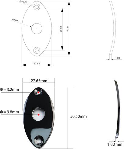 Electric Guitar Output Jack Plate Stainless Steel Oval Curved Football Shape Jack Ferrule Input Jackplate Compatible with Fender Strat Tele Style Electric Guitar Replacement Parts Gold in Saudi Arabia