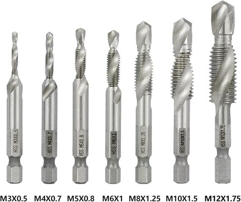 Hex Shank Metric Tap Combined Tap and Drill Spiral Flute Hss Thread Thread Scal Thering Thercing Tool M3 M4 M5 M6 M8 M10 M12 1PCS (Color: M4) in Kuwait