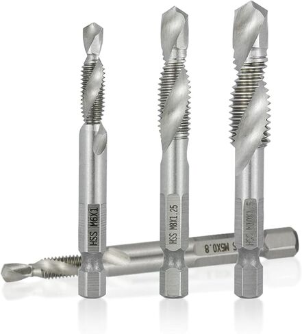 Hex Shank Metric Tap Combined Tap and Drill Spiral Flute Hss Thread Thread Scal Thering Thercing Tool M3 M4 M5 M6 M8 M10 M12 1PCS (Color: M4) in Kuwait