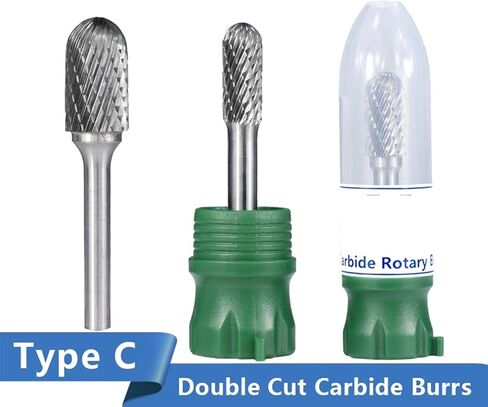Tungsten Carbide Burr Type C Fine Tooth Rotary Files Metal Milling Carving Bit Cutter 6mm Shank Rotary Burrs 1Pcs (Color : Double Cut, Size : 12.7x25.4mm) in Saudi Arabia