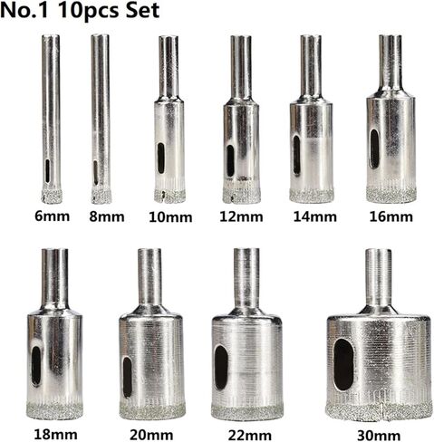 10Pcs/Set Diamond Coated Drill Bit Set Tile Marble Glass Ceramic Hole Saw Drilling Bits for Power Tools 6mm-30mm in Saudi Arabia