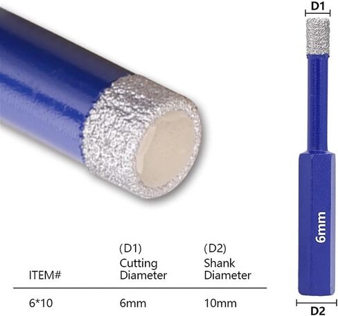 Diamond Brazed Drill Bit Hole Saw Cutter for Glass Marble Granite Brick Tile Ceramic Porcelain Concrete 5/6/8/10/12/16/18mm 1Pcs (Color : 12x10mm) in Saudi Arabia