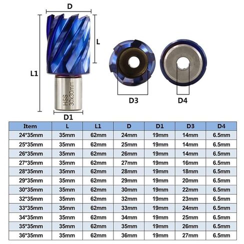 حفرة ثقب حلقي مع ويلدون شانك جوفاء الحفر بتات لأداة الحفر المعدنية المغناطيسية 1 PCS (الحجم: 45x35mm) in Kuwait