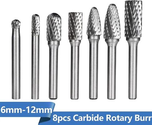 6mm-12mm Carbide Burr Drill Bits for Engraving 6mm Rotary Cutter Rotary File for Metal Hand Tool 8 Pcs/Set in Saudi Arabia