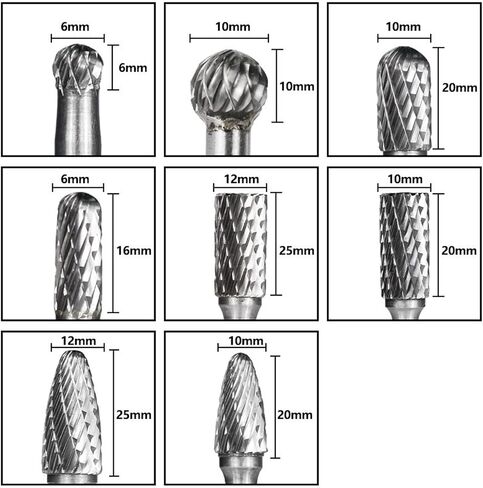 6mm-12mm Carbide Burr Drill Bits for Engraving 6mm Rotary Cutter Rotary File for Metal Hand Tool 8 Pcs/Set in Saudi Arabia