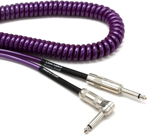 Retro Coil Instrument Cable Metallic Purple, 20 Feet Angled-Straight in Saudi Arabia