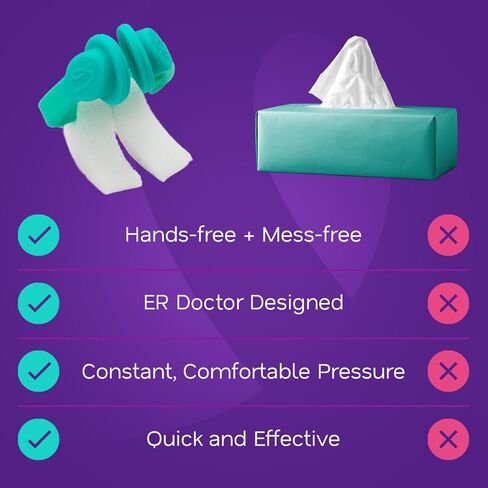 Nosebleed Treatment for Kids 2-13 – Hands-Free Nasal Relief, Stop a Nosebleed Fast – ER Doctor Designed for Healthcare Pro, Sports or Home Use – 1 Reusable Device with 7 Sponges & Case in Kuwait