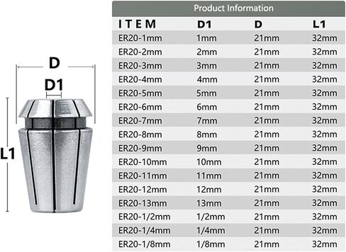Spring Collet Chuck ER20 Milling Chuck For Milling Holder 1-13mm Engraving Machine Clamp Lathe Holder 1Pcs (Size : ER20 3mm) in Saudi Arabia