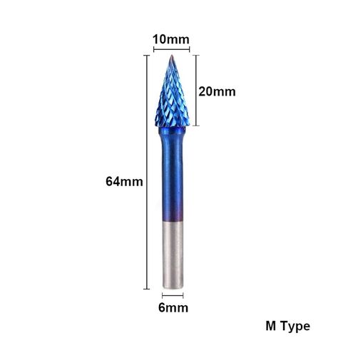 6x10mm Tungsten Carbide Burss Super Blue Cut Double Rotary File 1PCS (Color: 1PC L Type) in Kuwait