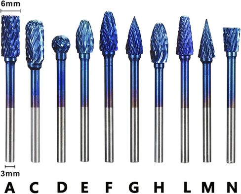 1 Box 3mm Shank Tungsten Carbide Rotary Burrs 6mm Diameter Double Cut Routary in Kuwait