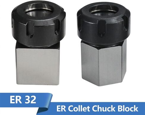 Square ER32 Collet Block Chuck Hard Steel Hex Er Spring Chuck Block لمخرطة حامل أداة قطع آلة القطع 1pcs (اللون: Hex er 32) in Kuwait