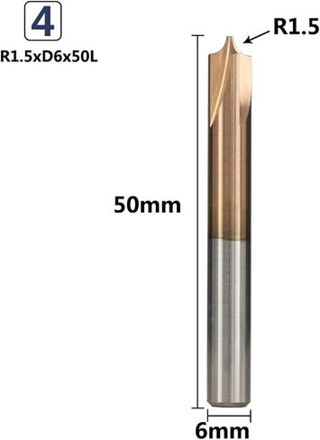 Corner Rounding Coated Carbide End R0.5-R5.0 Machine Router Bit 1Pcs (Size : R1.0xD4x50L) in Saudi Arabia