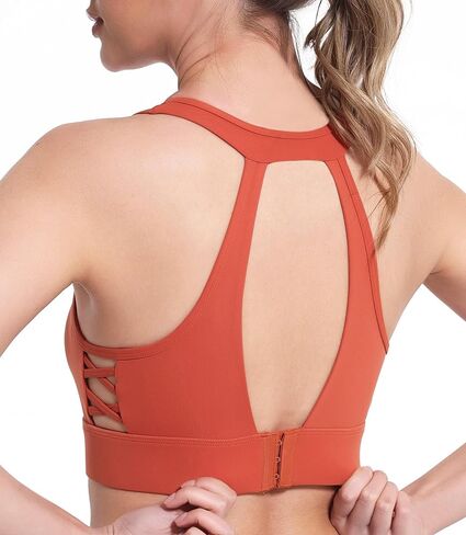 Womens' Sports Bras Tops for Yoga Fitness Soft Integrated-Underwear Hollow Strap Back Padded Medium Impact YOYB06R2 in Kuwait