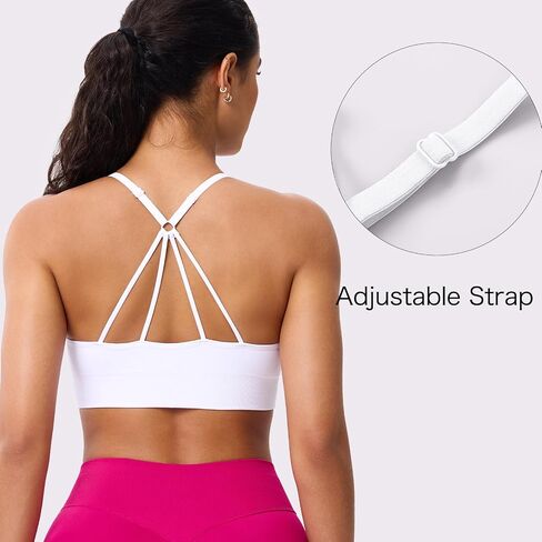 Strappy V Neck Sport Bra for Women, Multipack Padded Seamless Wireless Supportive Racerback Criss Cross Workout Yoga Bra Pack in Kuwait