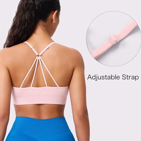 Strappy V Neck Sport Bra for Women, Multipack Padded Seamless Wireless Supportive Racerback Criss Cross Workout Yoga Bra Pack in Kuwait