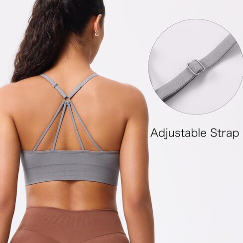 Strappy V Neck Sport Bra for Women, Multipack Padded Seamless Wireless Supportive Racerback Criss Cross Workout Yoga Bra Pack in Kuwait