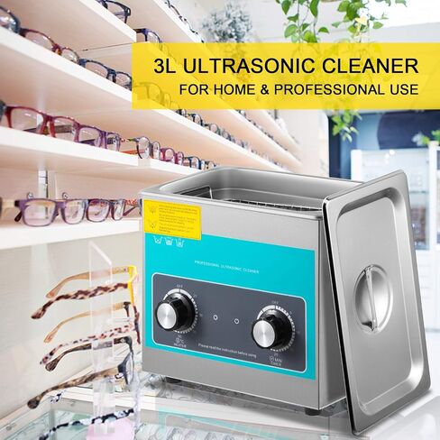 VEVOR Knob Ultrasonic Cleaner 3L 40kHz Ultrasonic Cleaning Machine Knob Control Sonic Cleaner 304 Stainless Steel Ultrasonic Cleaner Machine with Heater & Timer for Cleaning Jewelry Eyeglasses Watches in Saudi Arabia