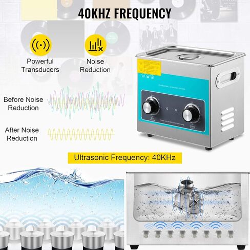 VEVOR Knob Ultrasonic Cleaner 3L 40kHz Ultrasonic Cleaning Machine Knob Control Sonic Cleaner 304 Stainless Steel Ultrasonic Cleaner Machine with Heater & Timer for Cleaning Jewelry Eyeglasses Watches in Saudi Arabia