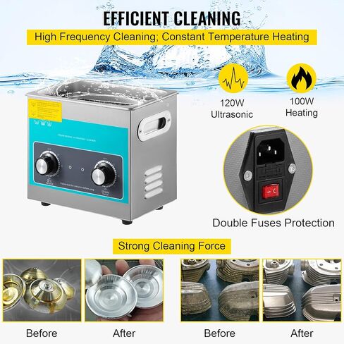 VEVOR Knob Ultrasonic Cleaner 3L 40kHz Ultrasonic Cleaning Machine Knob Control Sonic Cleaner 304 Stainless Steel Ultrasonic Cleaner Machine with Heater & Timer for Cleaning Jewelry Eyeglasses Watches in Saudi Arabia