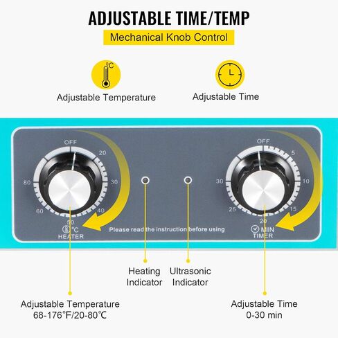 VEVOR Knob Ultrasonic Cleaner 3L 40kHz Ultrasonic Cleaning Machine Knob Control Sonic Cleaner 304 Stainless Steel Ultrasonic Cleaner Machine with Heater & Timer for Cleaning Jewelry Eyeglasses Watches in Saudi Arabia