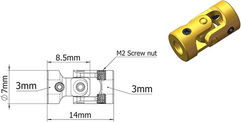 Universal Joints Mini Coupling Brass Universal Joint 3mmx3mm Diameter 7mm Length 13mm Model Ship Coupler Gimbal for Connecting Model Cars, Model Ships, Robots, et in Saudi Arabia