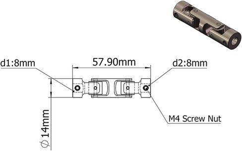 Universal Joints Mini Coupling Universal Joint Diameter 14mm Length 58mm Many Size Model Ship Model Car Coupler Gimbal Joint Cardan 1pcs for Connecting Model Cars, Model Ships, Robots, et in Saudi Arabia