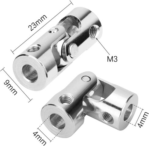 Universal Joints 4 Packs 4mm to 4mm Steel Universal Joint Cardan Coupling Connector, Rotatable Model DIY Motor Shaft Fitting Accessory for Connecting Model Cars, Model Ships, Robots, et in Saudi Arabia