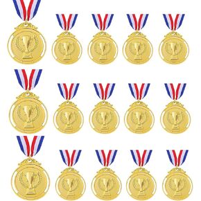 15 قطعة ميداليات جائزة الذهب الميداليات مع قلادات الشريط للرياضة والألعاب والمنافسة ومكافآت الطلاب وعروض المواهب والحفلات والأسلوب الأولمبي ، 2 بوصة in Kuwait