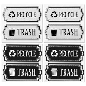 8Pcs Trash and Recycle Stickers,Recycle Stickers for Trash Bins Waste and Recover Decals Garbage Can Indoor Outdoor Garbage Can Home Office Kitchen Apartment Hotel in Kuwait