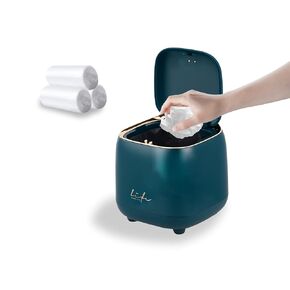 Mini Trash Can with Lid, 2.2 L/0.6 Gal Countertop Garbage Can with 60 PCS Trash Bags for Desktop Vanity Bathroom Bedroom Kitchen Car, 5.5x5.5x5.9 (Dark Green) in Kuwait