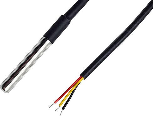 5pcs DS18B20 مستشعر درجة الحرارة المقاوم للماء الرقمية من الفولاذ المقاوم للصدأ أنبوب مسبار 3 متر 118.1 "متوافق مع Arduino Raspberry Pi in Kuwait