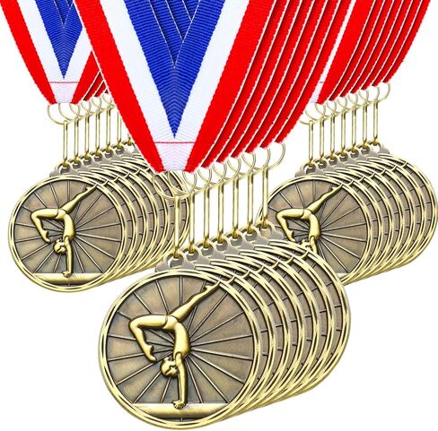 Remuuly Gymnastics Medals Bulk 2'' Gold Medals for Gymnastics Trophy Award Winner Metal First Place with Neck Ribbons Award Prize Gift for Tournaments Competition Team Gymnastics Theme Party in Saudi Arabia