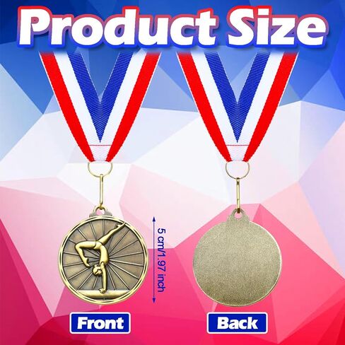 Remuuly Gymnastics Medals Bulk 2'' Gold Medals for Gymnastics Trophy Award Winner Metal First Place with Neck Ribbons Award Prize Gift for Tournaments Competition Team Gymnastics Theme Party in Saudi Arabia