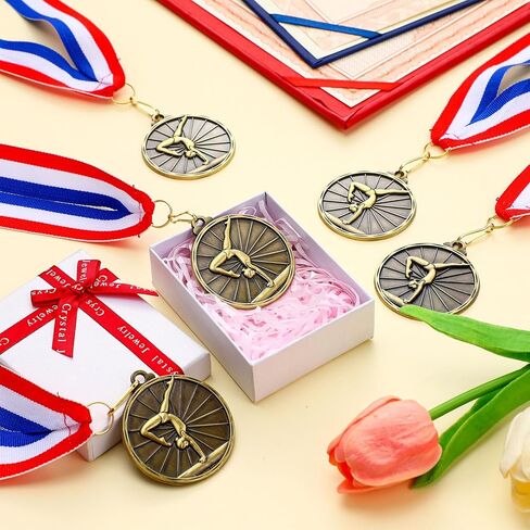 Remuuly Gymnastics Medals Bulk 2'' Gold Medals for Gymnastics Trophy Award Winner Metal First Place with Neck Ribbons Award Prize Gift for Tournaments Competition Team Gymnastics Theme Party in Saudi Arabia