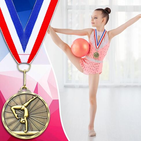 Remuuly Gymnastics Medals Bulk 2'' Gold Medals for Gymnastics Trophy Award Winner Metal First Place with Neck Ribbons Award Prize Gift for Tournaments Competition Team Gymnastics Theme Party in Saudi Arabia