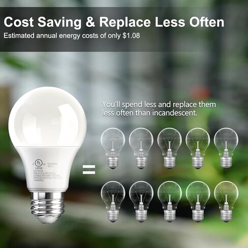 TJOY 24 Pack A19 LED Light Bulbs Soft Warm White 2700K, 60 Watt Equivalent, Efficient 9W, E26 Standard Base, Non Dimmable Energy Saving Warm Light Lamp Bulb, 800LM 120V, for Home, Bedroom, Living Room in Kuwait