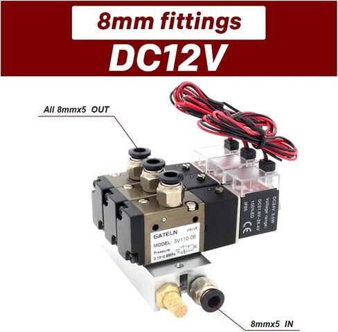 3V110-06-NO Normally open solenoid valve station block with muffler accessories base manifold DC12v DC24v AC110v AC220v 3 ports(AC110V 4mm fittings) in Saudi Arabia