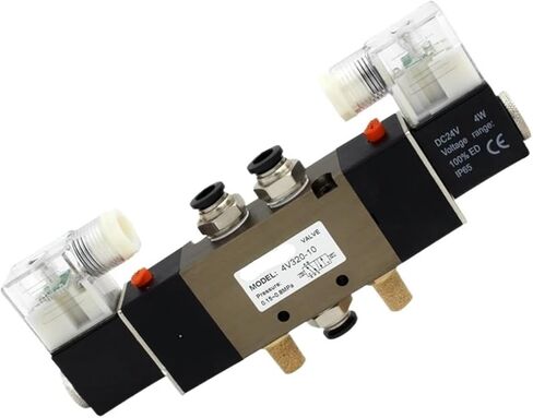 4V320-10 DC 12V 24V AC110V 220V 3/8" BSPT 2-position 5-way pneumatic solenoid valve with 6mm 8mm 10mm 12mm connector(With 12mm fittings,4V320-10 DC24V) in Saudi Arabia