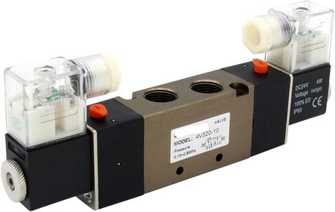 4V320-10 DC 12V 24V AC110V 220V 3/8" BSPT 2-position 5-way pneumatic solenoid valve with 6mm 8mm 10mm 12mm connector(With 12mm fittings,4V320-10 DC24V) in Saudi Arabia