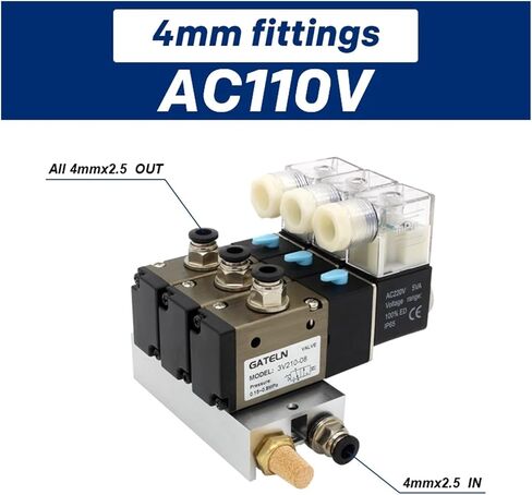 3V210-08-NC عادةً كتلة محطة لصمام الملف اللولبي مغلق مع ملحقات كاتم الصوت قاعدة DC 12V 24V AC 110V 220V 3 المنافذ (تجهيزات AC110V 6MM) in Saudi Arabia