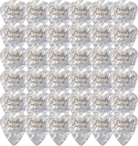 Fender Premium Celluloid 351 Shape Picks, Medium, White Moto - 36 Pack in Saudi Arabia