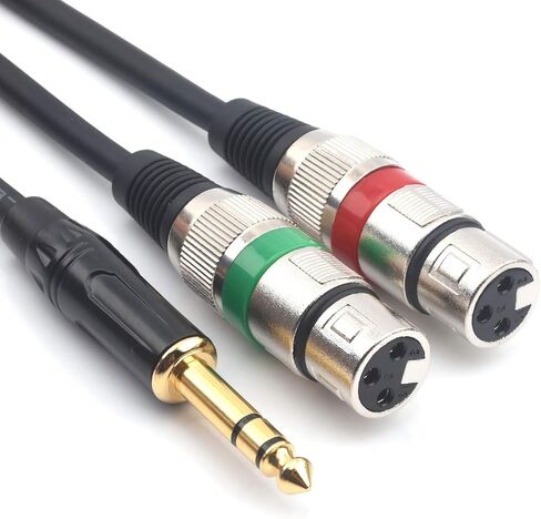 Siyear 10ft 6.35mm (1/4inch) TRS Sale Slabe to Dual XLR Female Microphone محول صوت غير متوازن in Kuwait
