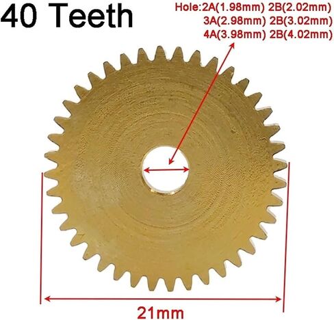 Steel Motor Drive Gear 1pcs 40T 0.5M Copper Gear OD=21mm 40 Teeth Thickness 2mm Pinion 402A 402B 403A 403B 404A 404B(1.98mm) in Saudi Arabia