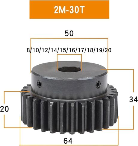 Steel Motor Drive Gear 1pcs Worm Gear 2M-30T Bore Size 8/10/12/14/15/16/17/18/19/20mm Gear Wheel Carbon Steel Teeth Height 20mm(19 mm) in Saudi Arabia