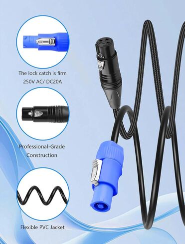 CERRXIAN 3.2 FT PowerCon and DMX Extension Cable, 13AWG AC Power DMX 3Pin XLR Signal Combo Cables for Stage Lighting, Concerts, Events in Saudi Arabia