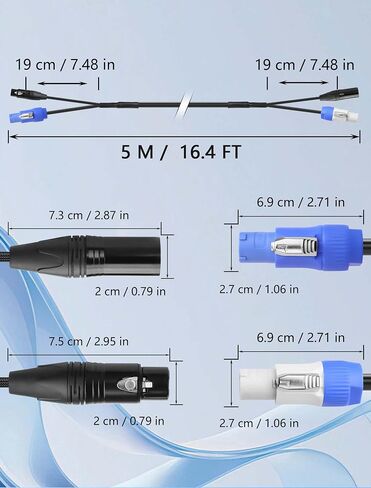 CERRXIAN 3.2 FT PowerCon and DMX Extension Cable, 13AWG AC Power DMX 3Pin XLR Signal Combo Cables for Stage Lighting, Concerts, Events in Saudi Arabia