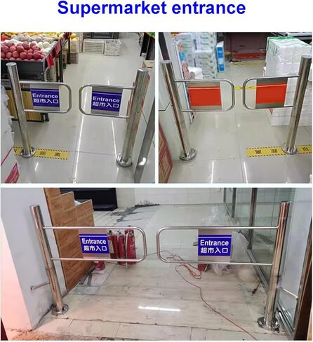 بوابة أرجوحة من الفولاذ المقاوم للصدأ 90 درجة - باب مدخل معدني أحادي الاتجاه للسوبر ماركت/الوصول إلى المصنع - بوابة وصول موظف متينة (100 × 97 سم) in Kuwait