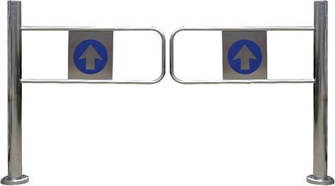 بوابة تأرجح أمان واحدة للسوبر ماركت والملاعب ، باب مدخل الفولاذ المقاوم للصدأ التلقائي ، 100 × 97 سم ، حاجز أمان متين لمراكز التسوق (الفضة) in Kuwait