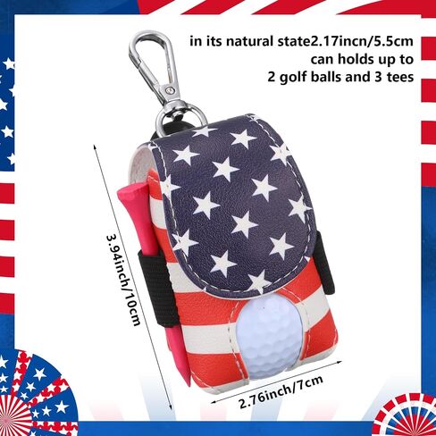 Abbylike Leather Golf Bag Tee Holder American Flag Golf Pouch with Keychain Clip Mini Ball Pouch Bag Gift for Dad Independence Day Style Stuff in Saudi Arabia