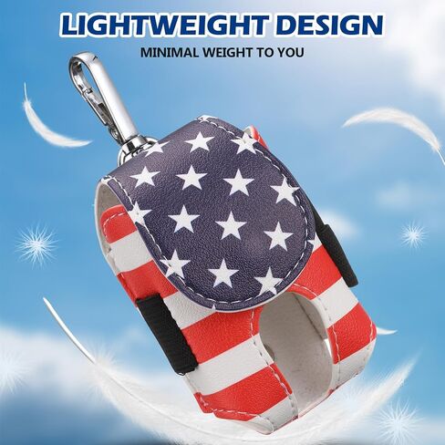 Abbylike Leather Golf Bag Tee Holder American Flag Golf Pouch with Keychain Clip Mini Ball Pouch Bag Gift for Dad Independence Day Style Stuff in Saudi Arabia